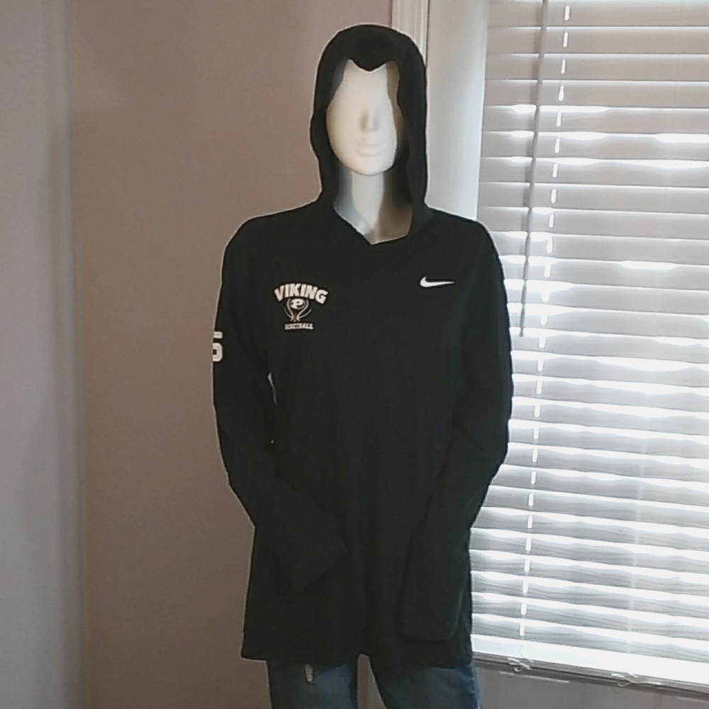 Nike Viking Basketball Size L-G Women's Black Hooded Long Sleeves Sweatshirt. - Picture 10 of 11